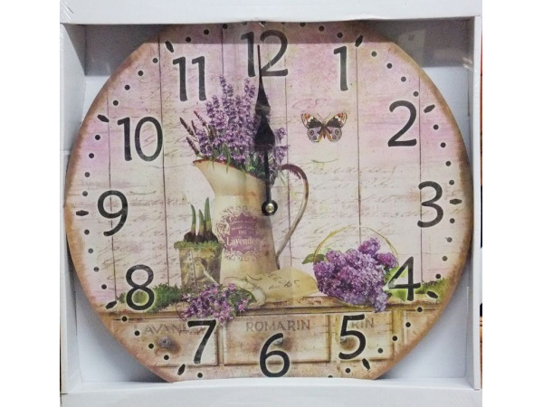 Nástenné hodiny drevené, Vintage, ar22e, 34cm