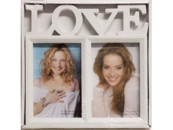 Fotorám na 2 fotky Love, biely, 23x23 cm