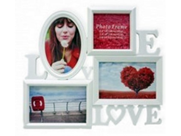Fotorám Love na 4 fotky, biely, 35x32cm Fotorám Love na 4 fotky, biely, 35x32cm
