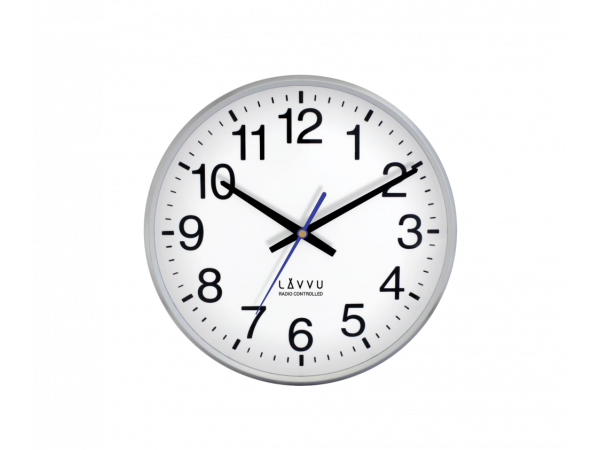 Nástenné hodiny Lavvu LCR 2010 FACTORY Metallic Silver riadené rádiovým signálom, 30cm