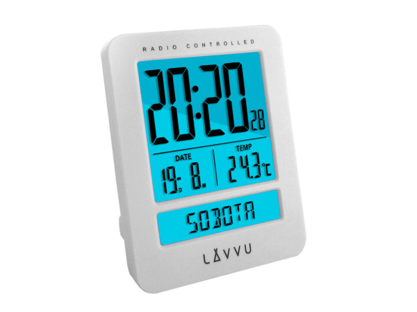 Digitálny budík riadený rádiovým signálom LAVVU LAR0020 Duo White, Digitálny budík riadený rádiovým signálom LAVVU LAR0020 Duo White,