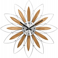 Drevené strieborné hodiny LAVVU CRYSTAL Flower LCT1115, 50 cm