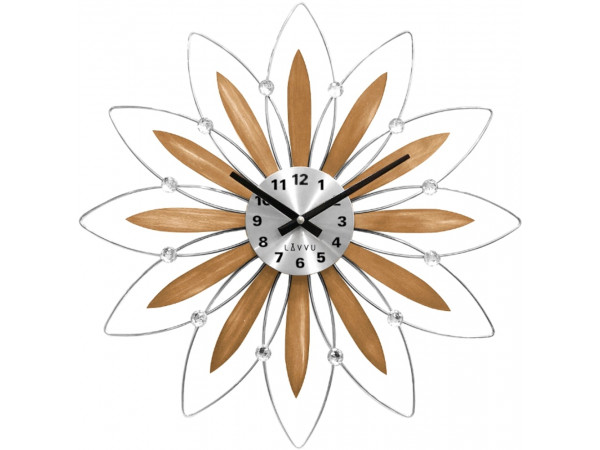 Drevené strieborné hodiny LAVVU CRYSTAL Flower LCT1115, 50 cm Drevené strieborné hodiny LAVVU CRYSTAL Flower LCT1115, 50 cm