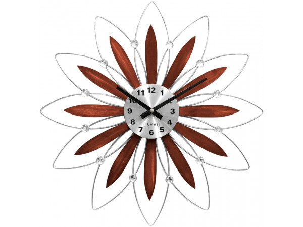 Drevené strieborné hodiny Lavvu Crystal Flower LCT1114, 50 cm Drevené strieborné hodiny Lavvu Crystal Flower LCT1114, 50 cm