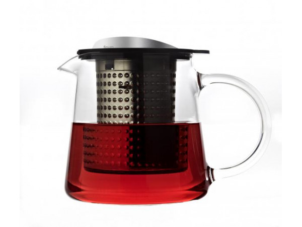 Sklenená kanvica na čaj FINUM Tea Control ™ 0,4 L, čierna / nerez, s podložkou Sklenená kanvica na čaj FINUM Tea Control ™ 0,4 L, čierna / nerez, s podložkou