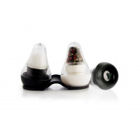Dvojica mini mlynčekov na korenie a soľ FINUM Mini Look Touch Taste ™, čierny / biely