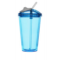 Pohár so slamkou SAGAFORM Fresh Smoothie Mug, 450ml, modrý