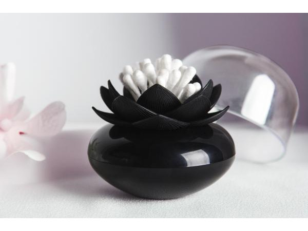 Stojanček na vatové tyčinky Qualy Lotus Cotton Bud, čierny-čierny Stojanček na vatové tyčinky Qualy Lotus Cotton Bud, čierny-čierny