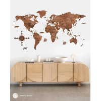 Nástenná drevená mapa sveta 3D, ručne vyrábaná, 150x75 cm teak Nástenná drevená mapa sveta 3D, ručne vyrábaná, 150x75 cm teak