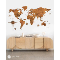 Nástenná drevená mapa sveta 3D, ručne vyrábaná, 250x125cm gaštan Nástenná drevená mapa sveta 3D, ručne vyrábaná, 250x125cm gaštan