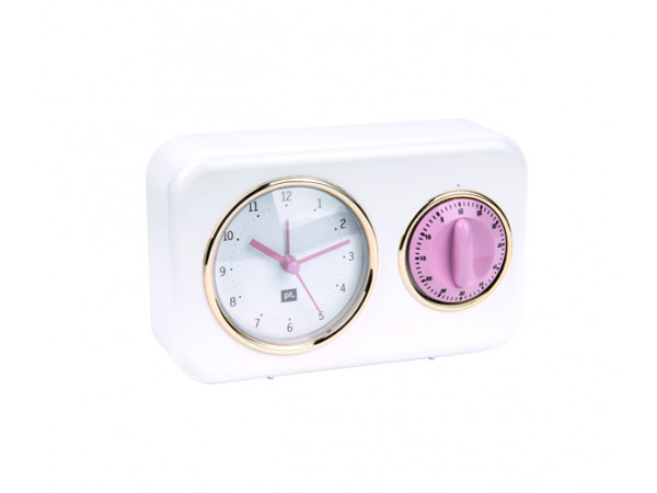 Kuchynské hodiny s časovačom Present Time Nostalgia, PT2970WH, 17cm