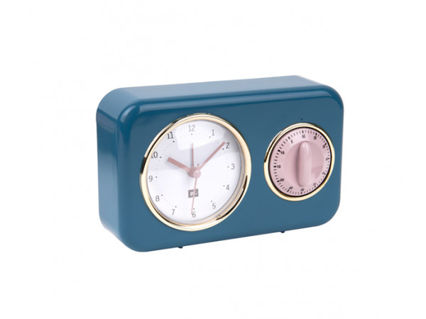 Kuchynské hodiny s časovačom Present Time Nostalgia, PT2970BL, 17cm