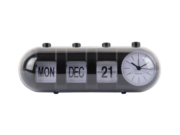 Budík Retro Tube Calendar Flip Karlsson KA6045BK, 10cm Budík Retro Tube Calendar Flip Karlsson KA6045BK, 10cm