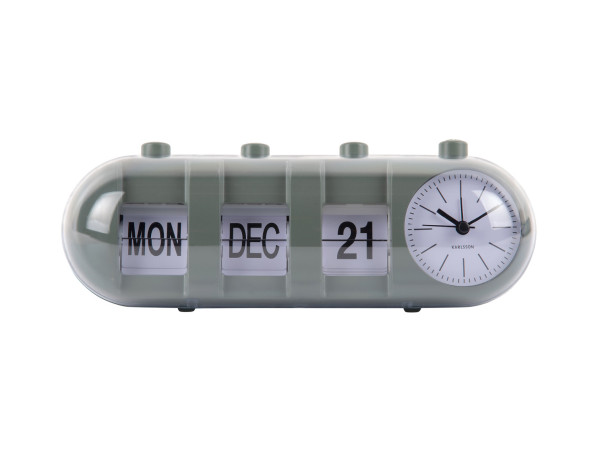 Budík Retro Tube Calendar Flip Karlsson KA6045GR, 10cm Budík Retro Tube Calendar Flip Karlsson KA6045GR, 10cm
