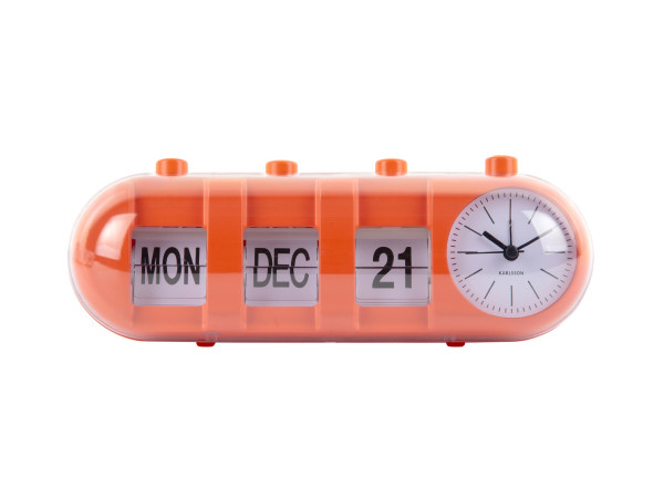 Budík Retro Tube Calendar Flip Karlsson KA6045OR, 10cm Budík Retro Tube Calendar Flip Karlsson KA6045OR, 10cm