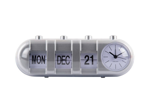 Budík Retro Tube Calendar Flip Karlsson KA6045SI, 10cm Budík Retro Tube Calendar Flip Karlsson KA6045SI, 10cm