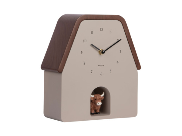 Nástenné hodiny Highland Cow Cuckoo Karlsson KA6162WG, šedá