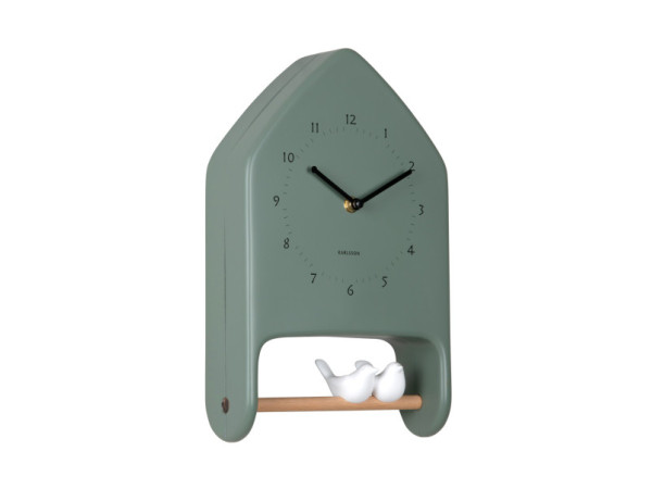 Nástenné hodiny Love Birds Karlsson KA6130GR, 32cm