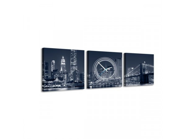 3 dielne obrazové hodiny, Manhattan , 35x105cm 3 dielne obrazové hodiny, Manhattan , 35x105cm