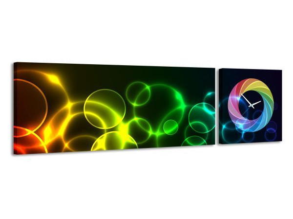 2-dielny obraz s hodinami, Rainbow, 158x46cm 2-dielny obraz s hodinami, Rainbow, 158x46cm