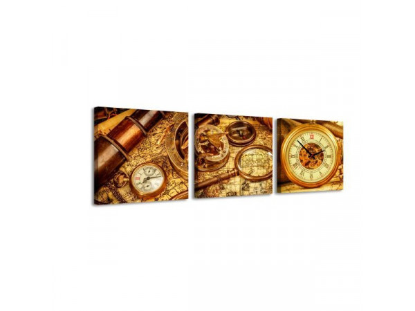 3 dielne obrazové hodiny, Old time, 35x105cm 3 dielne obrazové hodiny, Old time, 35x105cm