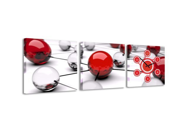 3 dielne obrazové hodiny, Balls, 35x105cm 3 dielne obrazové hodiny, Balls, 35x105cm
