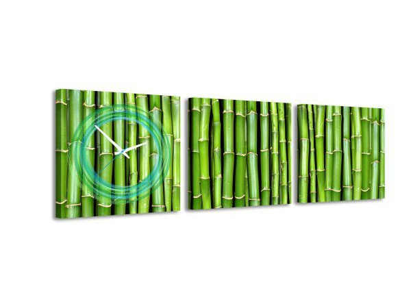 3 dielne obrazové hodiny, Bambus, 35x105cm