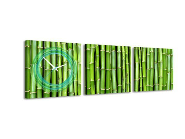 3 dielne obrazové hodiny, Bambus, 35x105cm 3 dielne obrazové hodiny, Bambus, 35x105cm