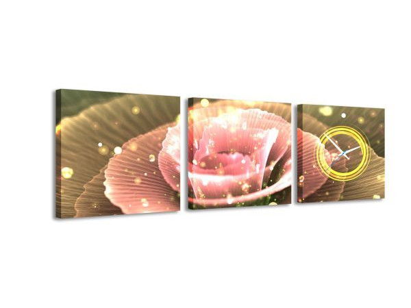 3 dielne obrazové hodiny, Flower, 35x105cm 3 dielne obrazové hodiny, Flower, 35x105cm