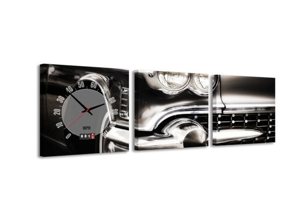 3 dielne obrazové hodiny, Cadillac, 35x105cm