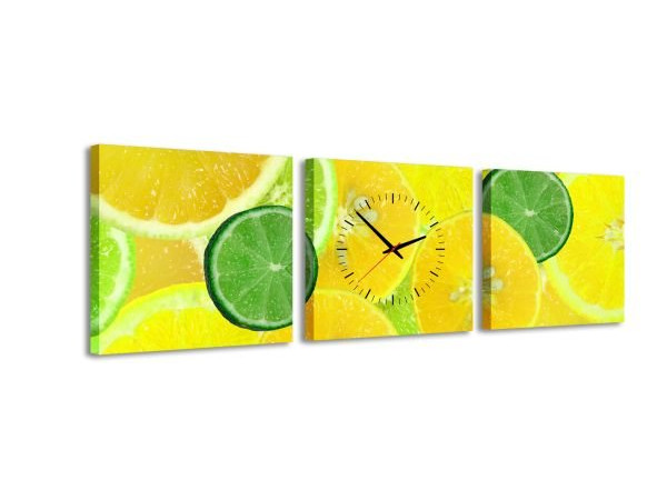 3 dielne obrazové hodiny, Citrus, 35x105cm