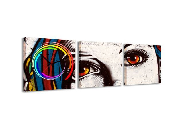 3 dielne obrazové hodiny, Graffity, 35x105cm 3 dielne obrazové hodiny, Graffity, 35x105cm