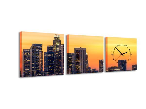 3 dielne obrazové hodiny, L. A. Sunset, 35x105cm