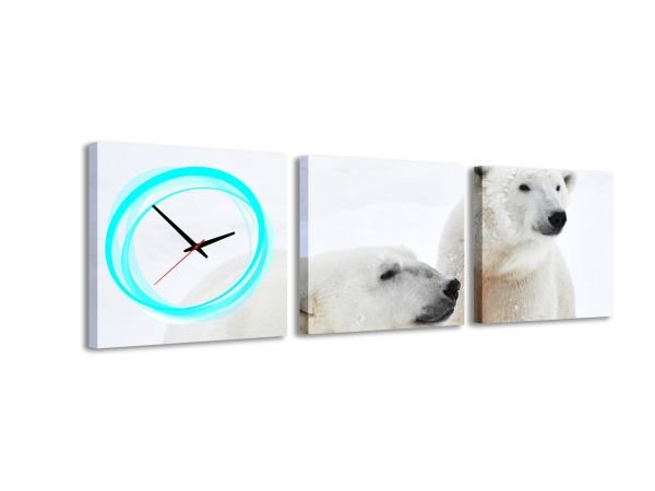 3 dielne obrazové hodiny Ľadový medveď, 35x105cm