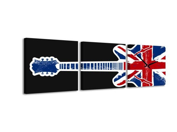 3 dielne obrazové hodiny, Gitara, 35x105cm 3 dielne obrazové hodiny, Gitara, 35x105cm