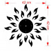 Nalepovacie nástenné hodiny, Slnko, 42x42cm