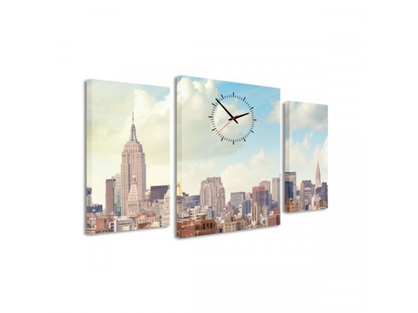 3-dielný obraz s hodinami, NYC Downtown, 95x60cm 3-dielný obraz s hodinami, NYC Downtown, 95x60cm