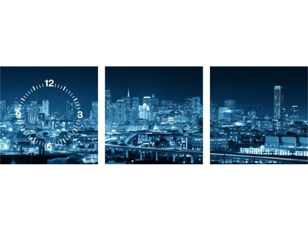 3 dielne obrazové hodiny, SAN FRANCISCO Panorama, 35x105cm 3 dielne obrazové hodiny, SAN FRANCISCO Panorama, 35x105cm