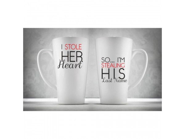 Hrnčeky pre páry Latte, I Stole Her Heart, 2ks x 450ml Hrnčeky pre páry Latte, I Stole Her Heart, 2ks x 450ml