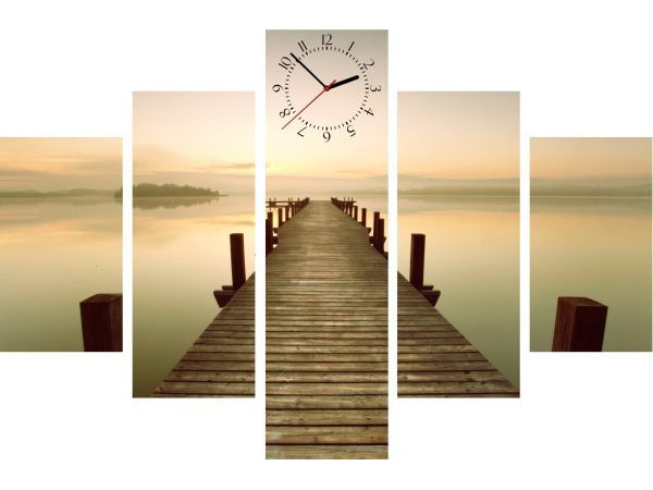 5-dielny obraz s hodinami, Morning, 100x70cm