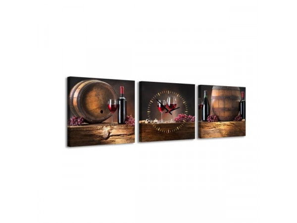 3 dielne obrazové hodiny, Wine, 35x105cm