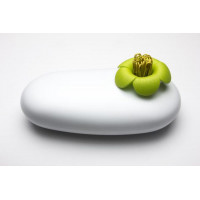 Multifunkčné púzdro Qualy Blossom Pebble Box, biele-zelené, so sponkami Multifunkčné púzdro Qualy Blossom Pebble Box, biele-zelené, so sponkami