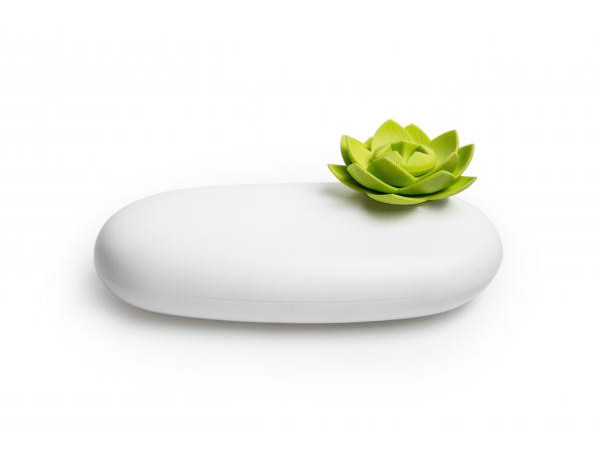 Multifunkčné púzdro Qualy Lotus Pebble Box, biele-zelené Multifunkčné púzdro Qualy Lotus Pebble Box, biele-zelené