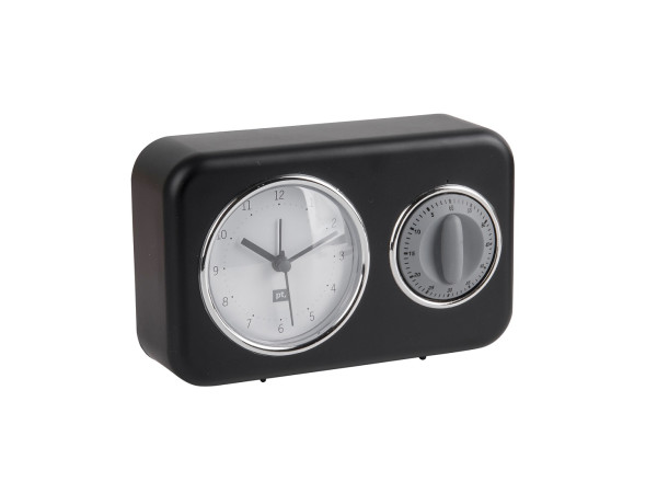 Kuchynské hodiny s časovačom Present Time Nostalgia, PT3375BK, 17cm