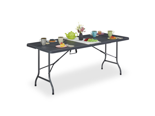 Záhradný stôl v ratanovom vzhľade, RD45721, sivá