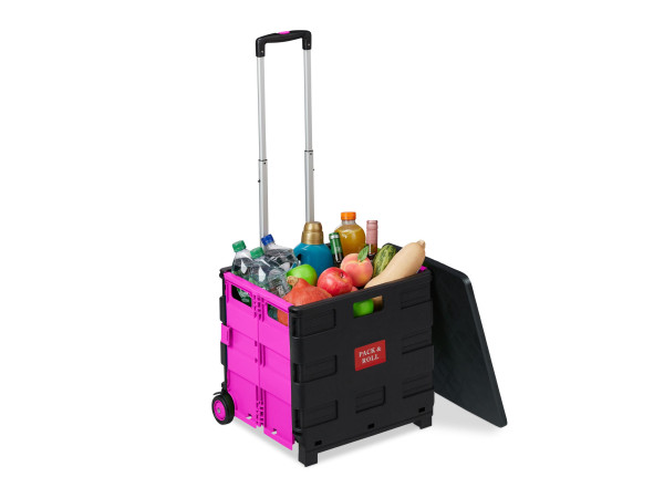 Skladací nákupný vozík RD34377, rúžová Skladací nákupný vozík RD34377, rúžová