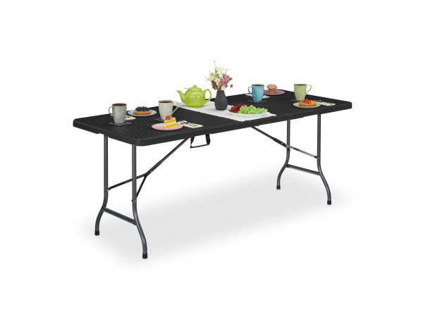 Záhradný stôl v ratanovom vzhľade, RD45720, čierna