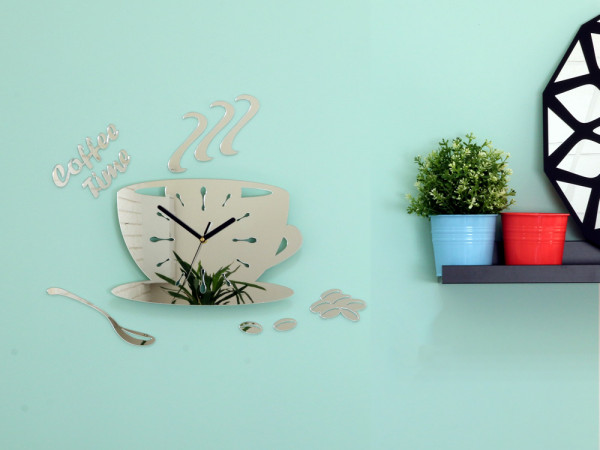 Nástenné hodiny DIY, Coffee Time Mirror, 64x43cm Nástenné hodiny DIY, Coffee Time Mirror, 64x43cm