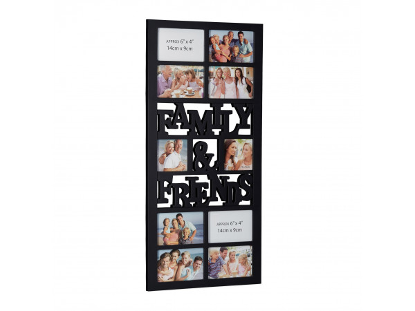Fotorám Family and Friends na 10 fotiek, čierny, 75x35cm
