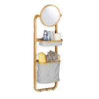 Závesný bambusový kúpeľňový regál so zrkadlom, RD1469